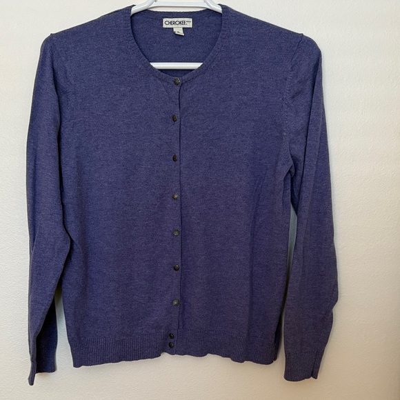 Cherokee Sweaters - Cherokee Deep Purple Cardigan Sweater